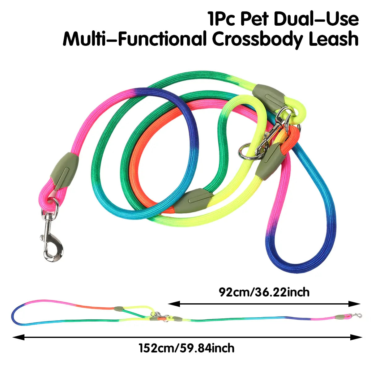 Multifunctional Hands-Free Dog Leash for Hiking and Training - Durable Reflective Crossbody Walking Belt for Dogs of All Sizes