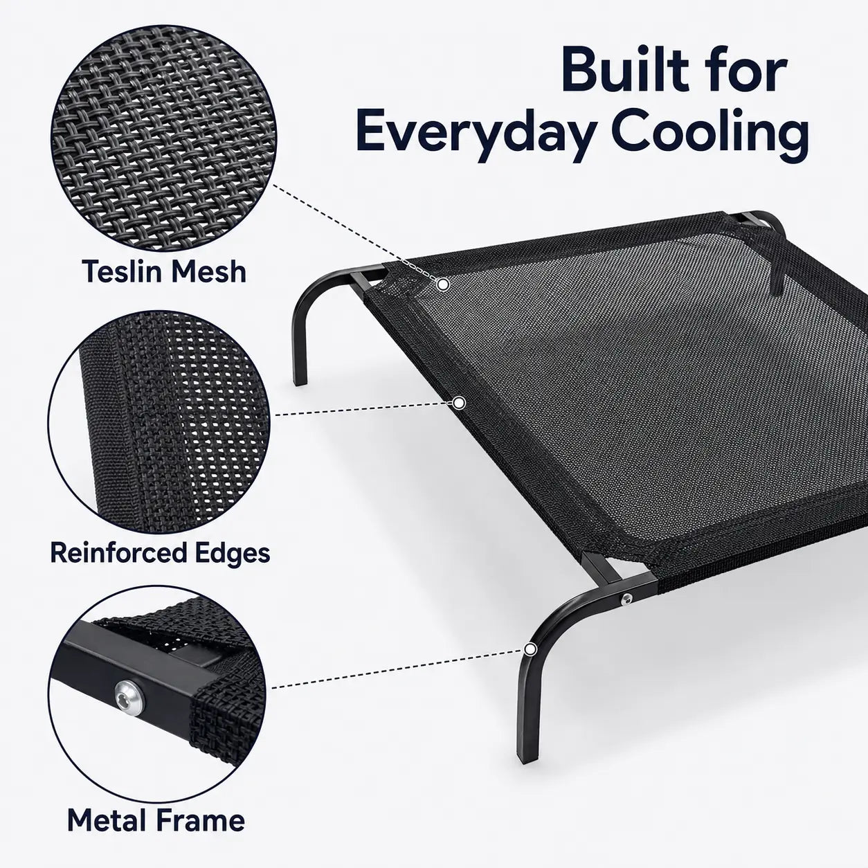 Elevated Cooling Dog Bed for Small to Medium Breeds - 36.2" L x 23.6" W x 5.9" H, Breathable Mesh Raised Cot with Durable Metal Frame for Indoor and Outdoor Use