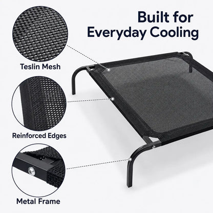 Elevated Cooling Dog Bed for Small to Medium Breeds - 36.2" L x 23.6" W x 5.9" H, Breathable Mesh Raised Cot with Durable Metal Frame for Indoor and Outdoor Use