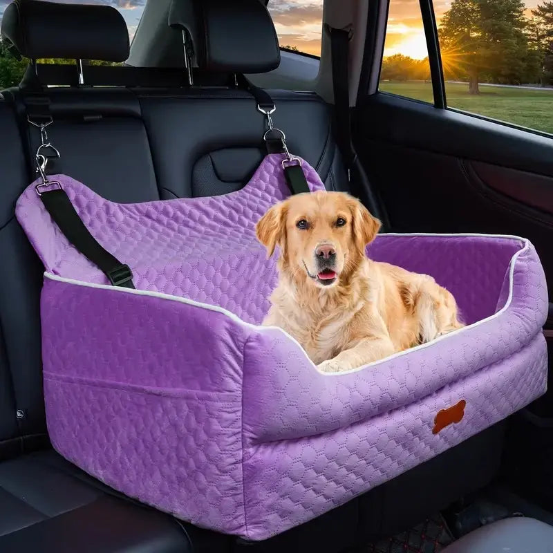 Premium Dog Car Seat for Large and Medium Breeds, Comfortable Booster Bed for Back Seat, Fully Detachable and Washable with Thick Cushion for Travel Comfort