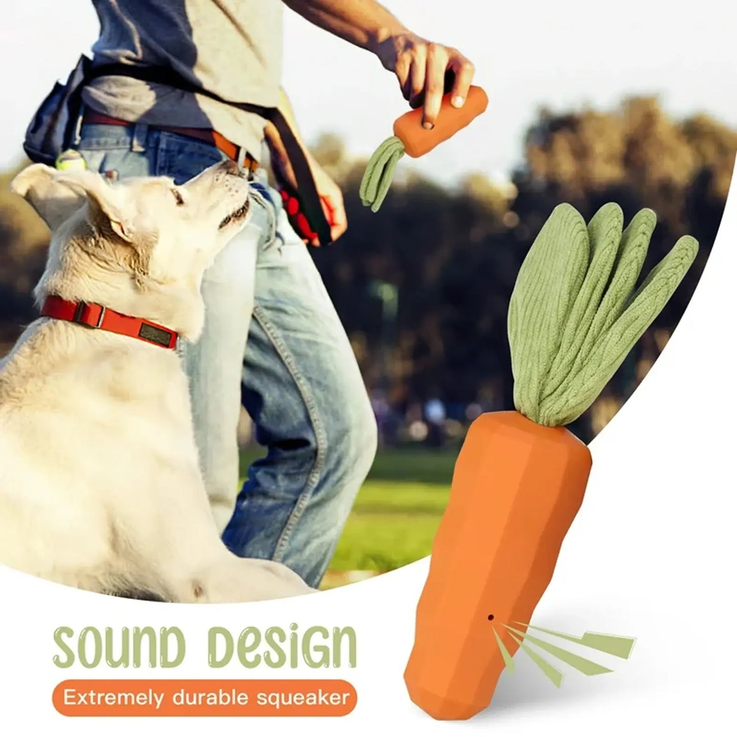 Durable Rubber Carrot Squeaky Chew Toy for Aggressive Chewers - Interactive Training and Cleaning Toy for Medium Dogs and Puppies