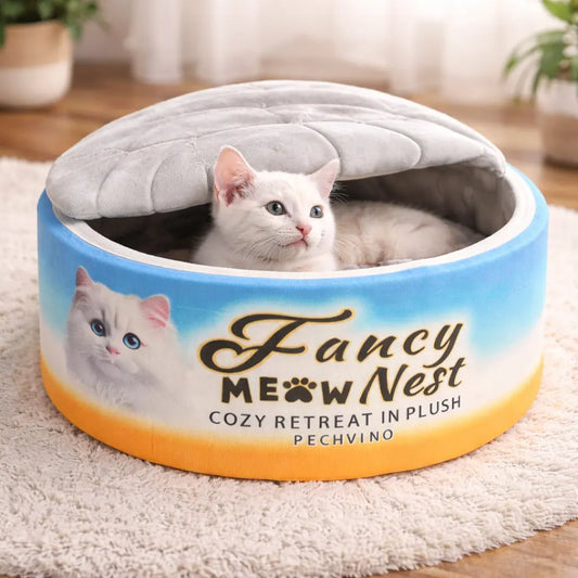 Plush Enclosed Cat Bed - 19.7" Soft Cave Design for Indoor Cats and Kittens