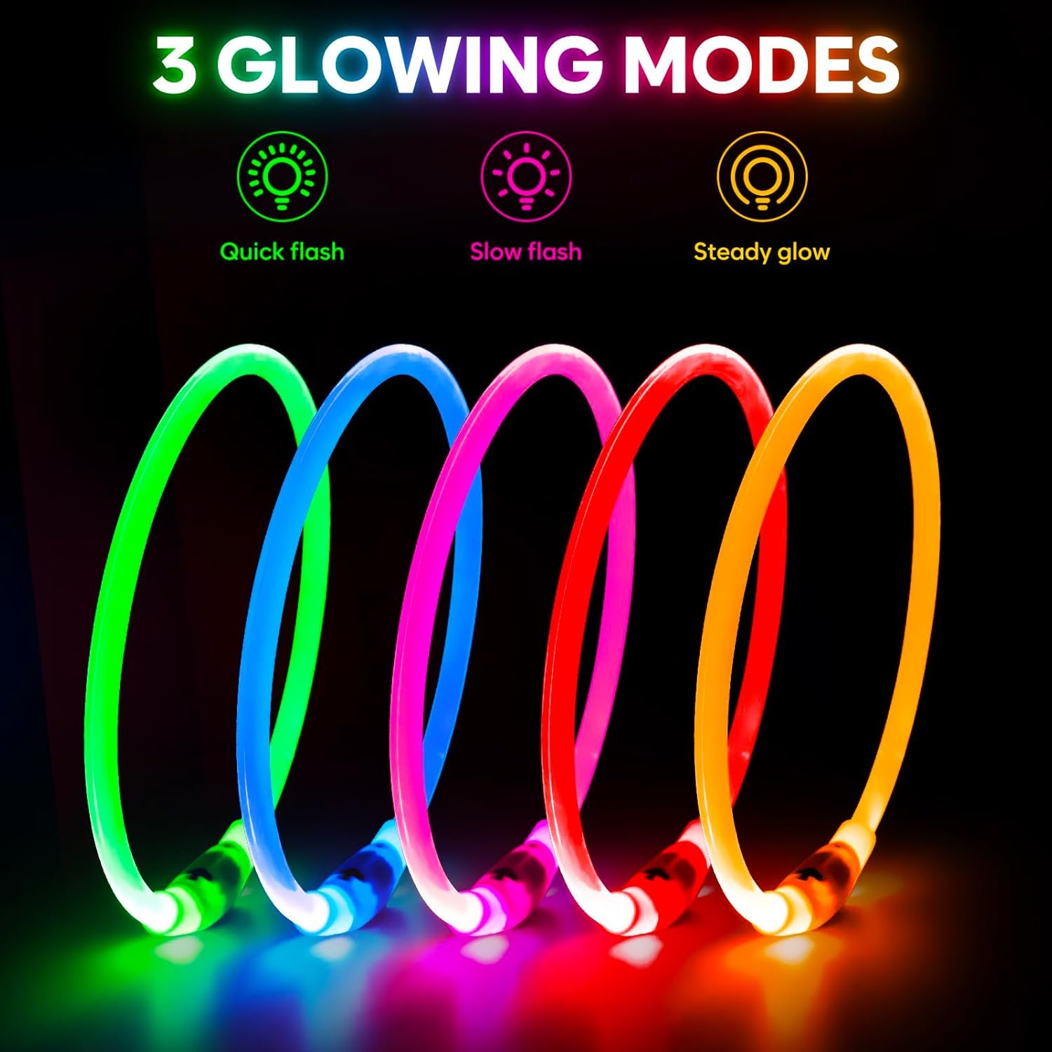 Rechargeable Waterproof LED Dog Collar - Customizable TPU Glow-in-the-Dark Light for Night Walking (Pink)