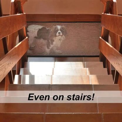 Pet Dog Gate and Stair Safety Barrier - Folding Breathable Mesh Enclosure for Dogs and Children, Portable Punch-Free Isolation Net and Playpen