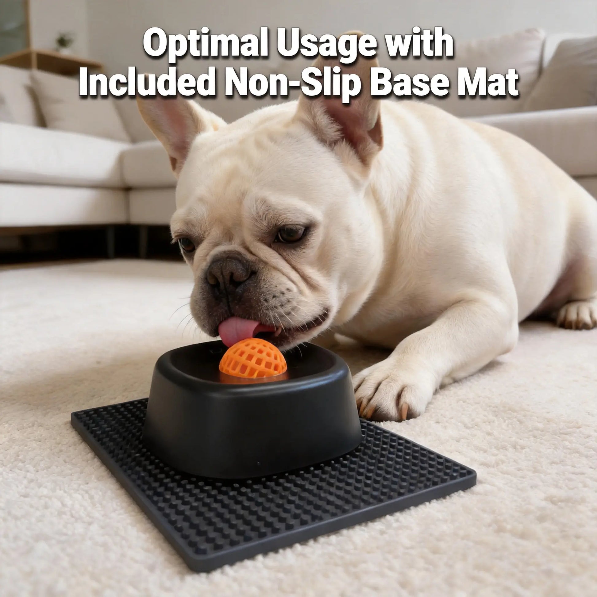 Professional Slow Feeder Licking Bowl for Dogs and Cats with Integrated Rolling Ball for Spill Prevention, Ideal for Bone Broth and Yogurt, Features Optional Anti-Slip Base Pad