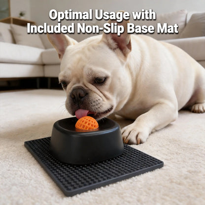 Professional Slow Feeder Licking Bowl for Dogs and Cats with Integrated Rolling Ball for Spill Prevention, Ideal for Bone Broth and Yogurt, Features Optional Anti-Slip Base Pad