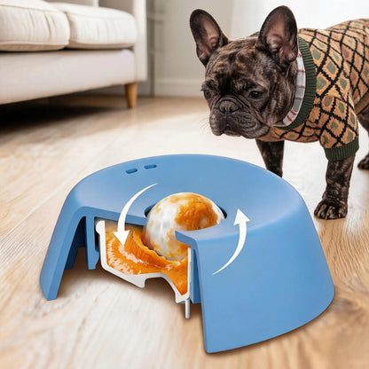 Professional Slow Feeder Licking Bowl for Dogs and Cats with Integrated Rolling Ball for Spill Prevention, Ideal for Bone Broth and Yogurt, Features Optional Anti-Slip Base Pad