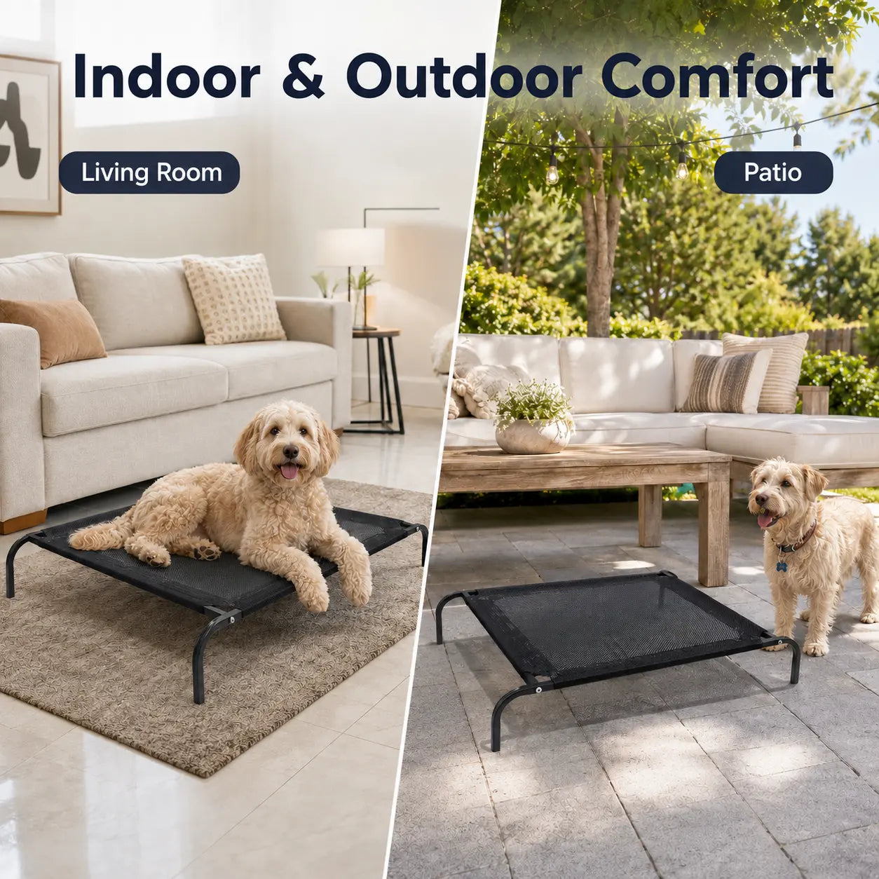 Elevated Cooling Dog Bed for Small to Medium Breeds - 36.2" L x 23.6" W x 5.9" H, Breathable Mesh Raised Cot with Durable Metal Frame for Indoor and Outdoor Use