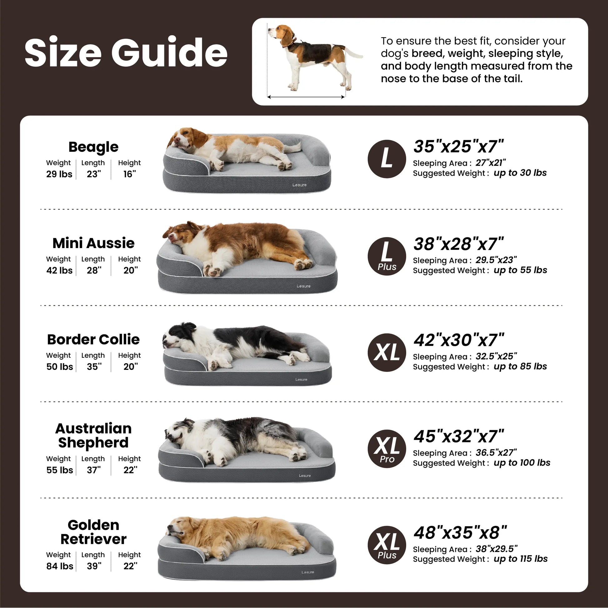 Lesure Realortho Orthopedic Dog Bed for Joint Support in Large and Senior Canines