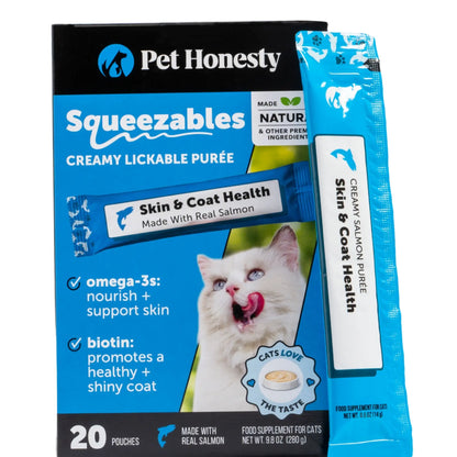 Pet Honesty Squeezables Skin & Coat Health Lickable Supplement for Cats - 20 Pouches
