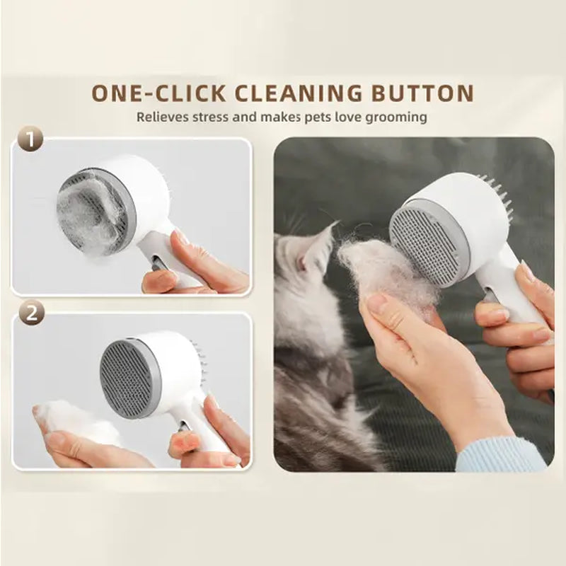 Fresh Fur 2-in-1 Pet Steam Brush and Spray Comb for Effective Deshedding and Grooming of Cats and Dogs