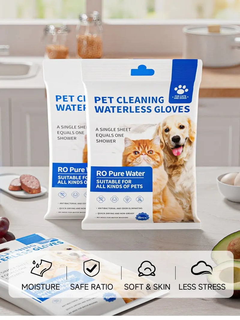 Professional Disposable Grooming Wipes for Dogs and Cats (12 Pack) - Hypoallergenic, No-Rinse Pet Gloves Wipes with Natural Fermented Oils for Hair Removal, Deodorizing, Skin Moisture, and Paw Care, Ideal for Outdoor Use
