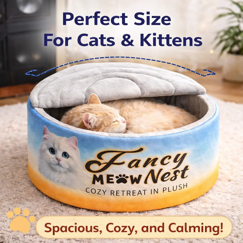 Plush Enclosed Cat Bed - 19.7" Soft Cave Design for Indoor Cats and Kittens