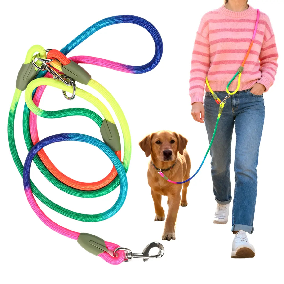 Multifunctional Hands-Free Dog Leash for Hiking and Training - Durable Reflective Crossbody Walking Belt for Dogs of All Sizes