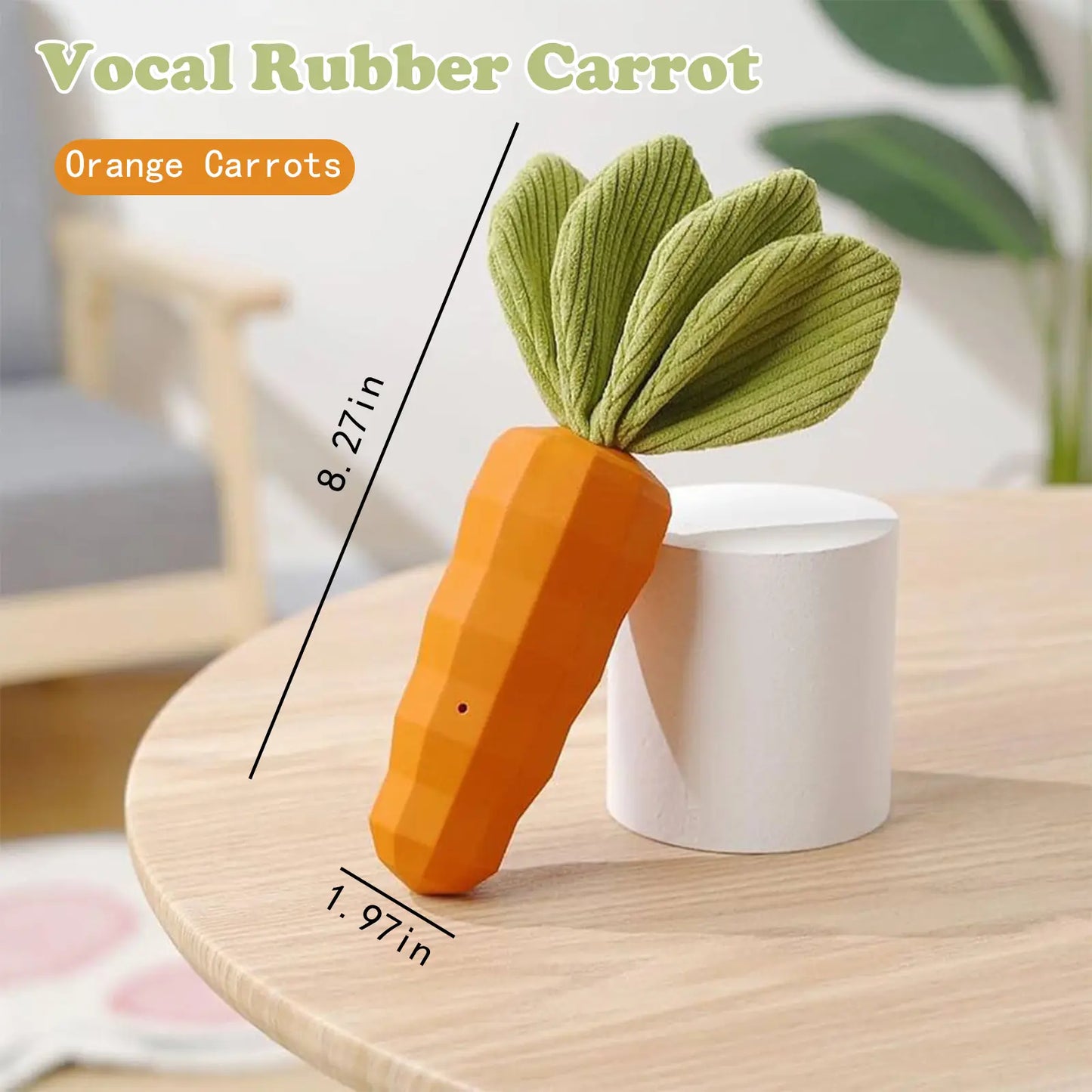 Durable Rubber Carrot Squeaky Chew Toy for Aggressive Chewers - Interactive Training and Cleaning Toy for Medium Dogs and Puppies