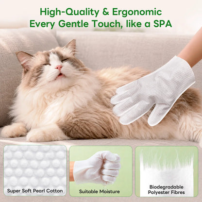 Professional Pet Grooming Wipes for Dogs and Cats - Waterless Bath, Hypoallergenic, Deodorizing, Extra Thick Care for Paws, Fur, Face, Ears, and Tail