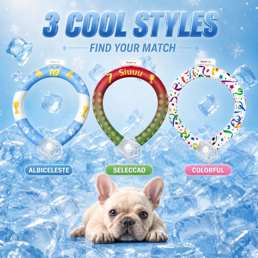 Premium Reusable Pet Cooling Collar with 64°F PCM Ice Ring for Dogs and Cats, Sweat-Free Design for Instant Heat Relief, Ideal for Summer Outdoor Activities, Travel, and Heatstroke Prevention, Safe TPU Construction for All Breeds
