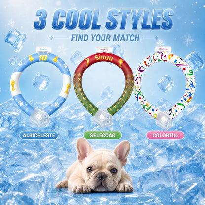 Premium Reusable Pet Cooling Collar with 64°F PCM Ice Ring for Dogs and Cats, Sweat-Free Design for Instant Heat Relief, Ideal for Summer Outdoor Activities, Travel, and Heatstroke Prevention, Safe TPU Construction for All Breeds