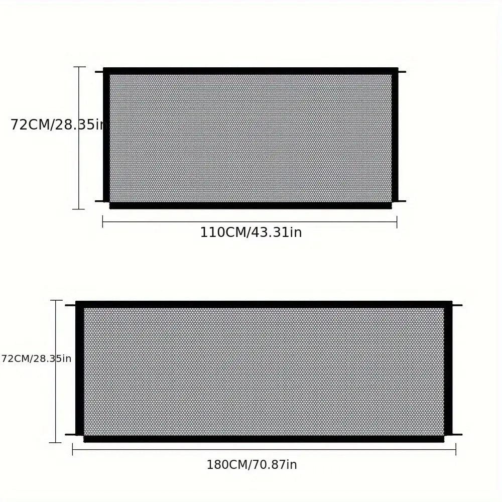 Pet Dog Gate and Stair Safety Barrier - Folding Breathable Mesh Enclosure for Dogs and Children, Portable Punch-Free Isolation Net and Playpen