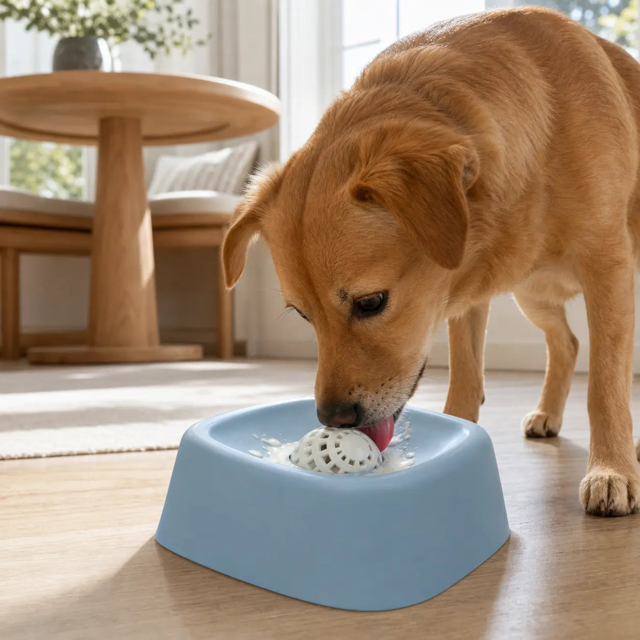 Dog Slow Feeder Bowl Featuring Rotating Lick Ball for Yogurt, Wet Food, and Treats