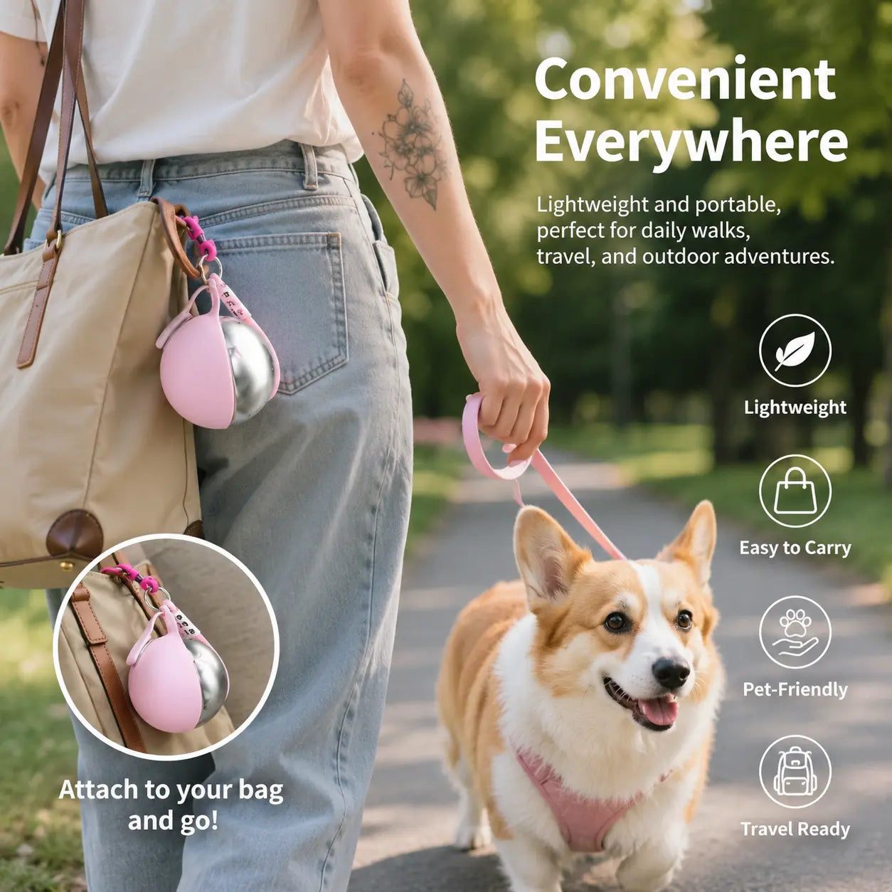 Premium Portable Dog Water Dispenser - Durable, Spill-Proof Design for All-Terrain Travel with One-Handed Operation and Leak-Free Assurance