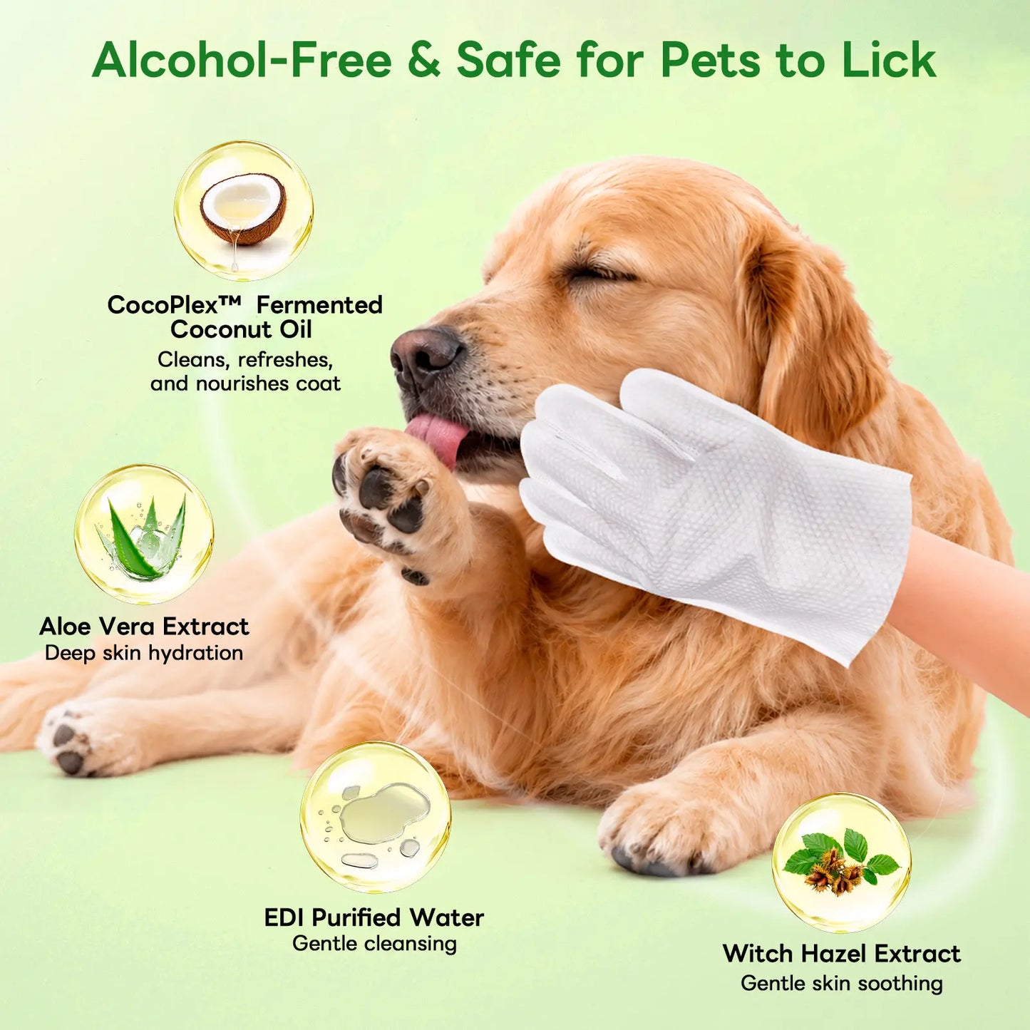 Professional Pet Grooming Wipes for Dogs and Cats - Waterless Bath, Hypoallergenic, Deodorizing, Extra Thick Care for Paws, Fur, Face, Ears, and Tail