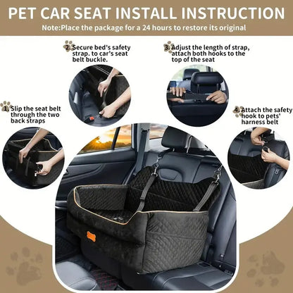 Premium Dog Car Seat for Large and Medium Breeds, Comfortable Booster Bed for Back Seat, Fully Detachable and Washable with Thick Cushion for Travel Comfort