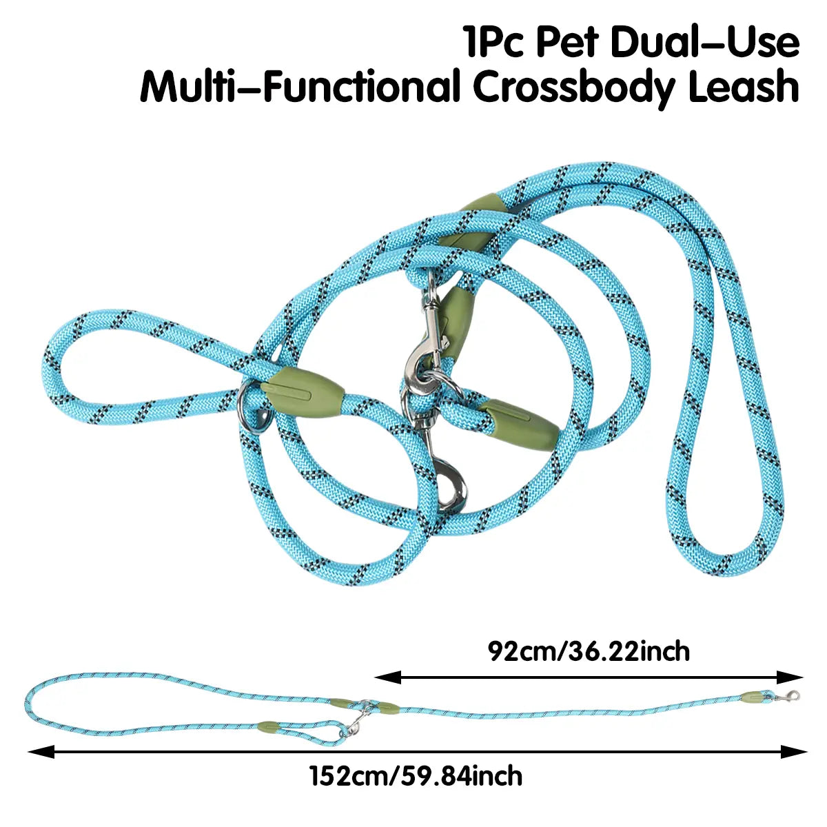 Multifunctional Hands-Free Dog Leash for Hiking and Training - Durable Reflective Crossbody Walking Belt for Dogs of All Sizes