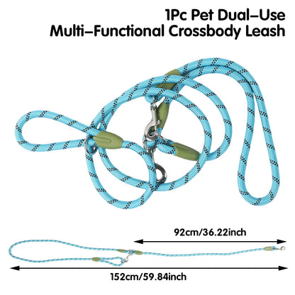 Multifunctional Hands-Free Dog Leash for Hiking and Training - Durable Reflective Crossbody Walking Belt for Dogs of All Sizes