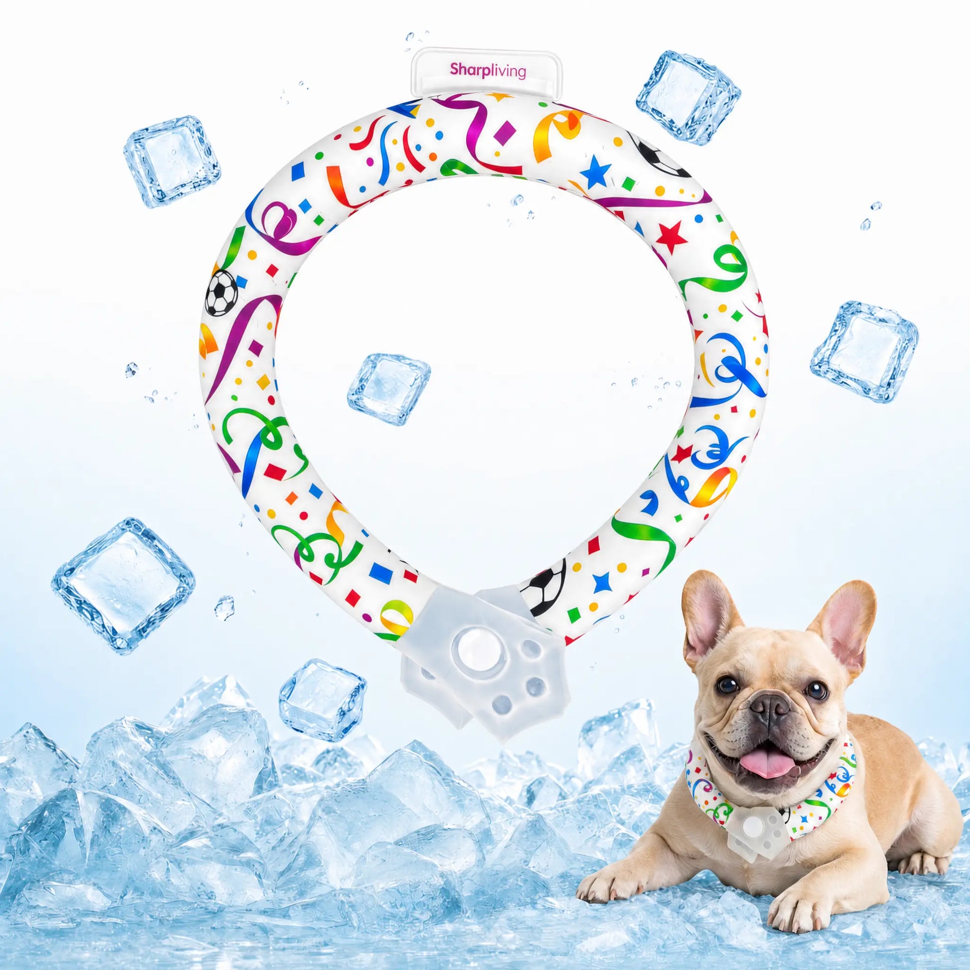 Premium Reusable Pet Cooling Collar with 64°F PCM Ice Ring for Dogs and Cats, Sweat-Free Design for Instant Heat Relief, Ideal for Summer Outdoor Activities, Travel, and Heatstroke Prevention, Safe TPU Construction for All Breeds