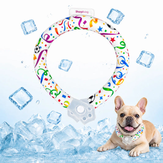 Premium Reusable Pet Cooling Collar with 64°F PCM Ice Ring for Dogs and Cats, Sweat-Free Design for Instant Heat Relief, Ideal for Summer Outdoor Activities, Travel, and Heatstroke Prevention, Safe TPU Construction for All Breeds
