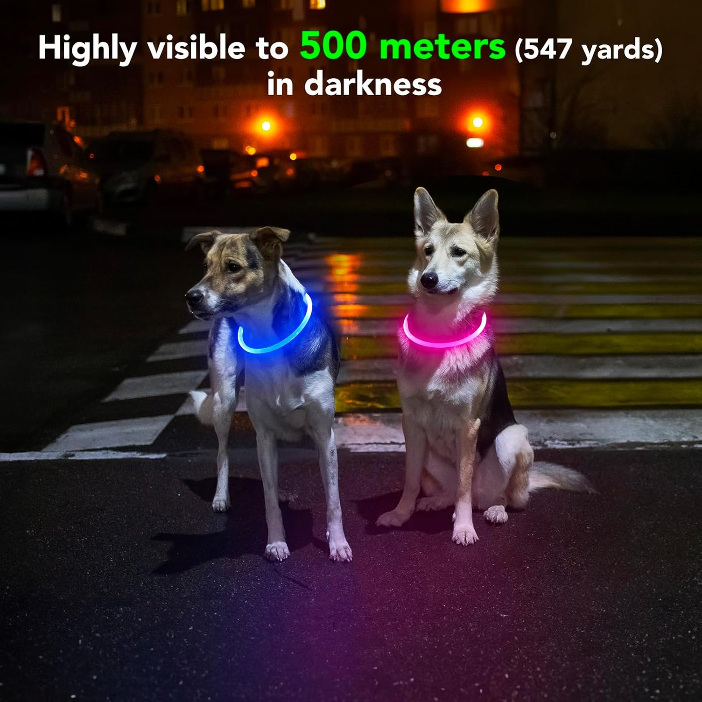 Rechargeable Waterproof LED Dog Collar - Customizable TPU Glow-in-the-Dark Light for Night Walking (Pink)