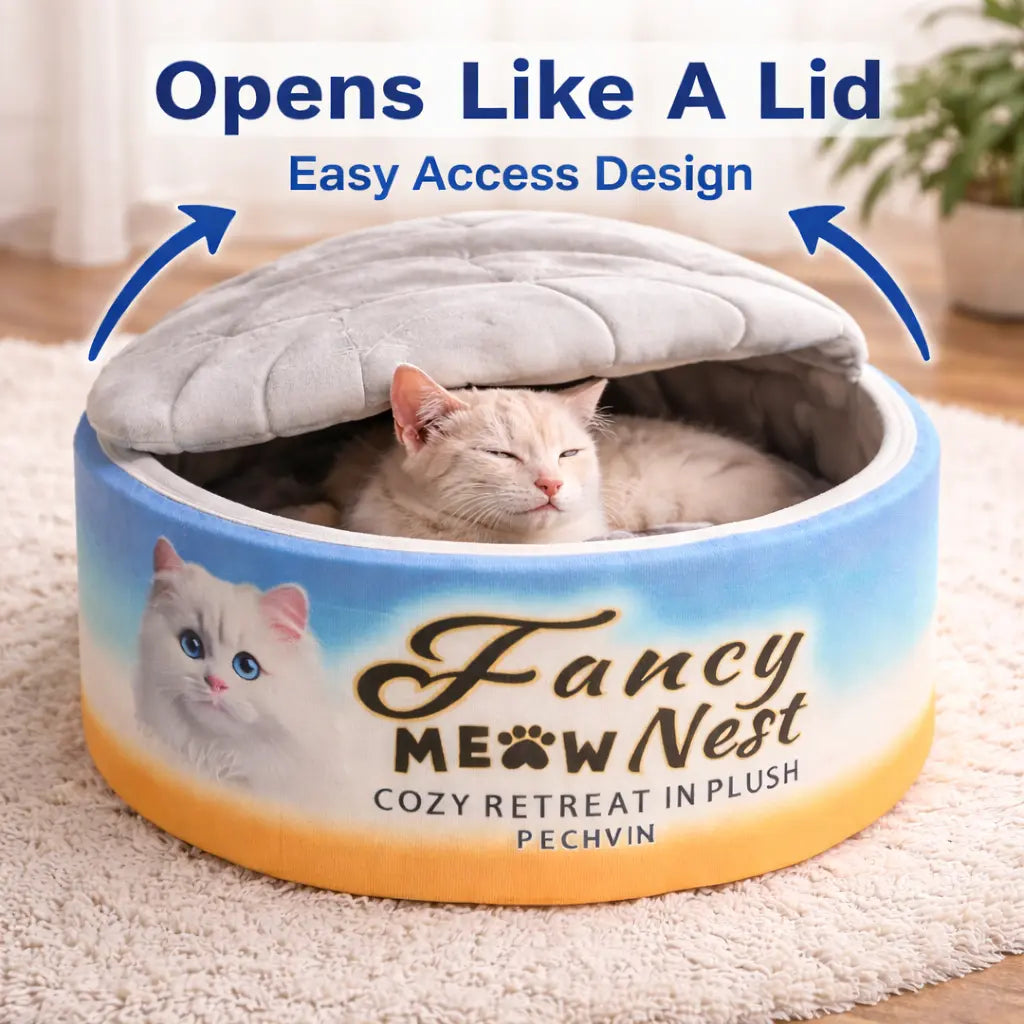 Plush Enclosed Cat Bed - 19.7" Soft Cave Design for Indoor Cats and Kittens
