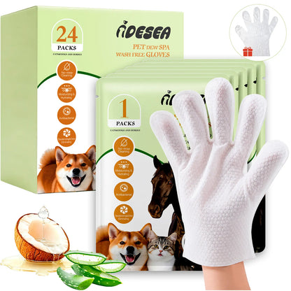 Professional Pet Grooming Wipes for Dogs and Cats - Waterless Bath, Hypoallergenic, Deodorizing, Extra Thick Care for Paws, Fur, Face, Ears, and Tail