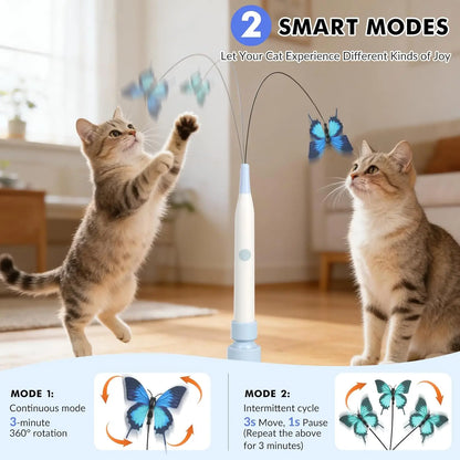 Automatic Interactive Cat Toy with 360° Rotation and Random Movement, USB Rechargeable, Dual Play Modes (Self-Play & Handheld), Strong Suction Cup Base – Ideal for Indoor Cats and Kittens