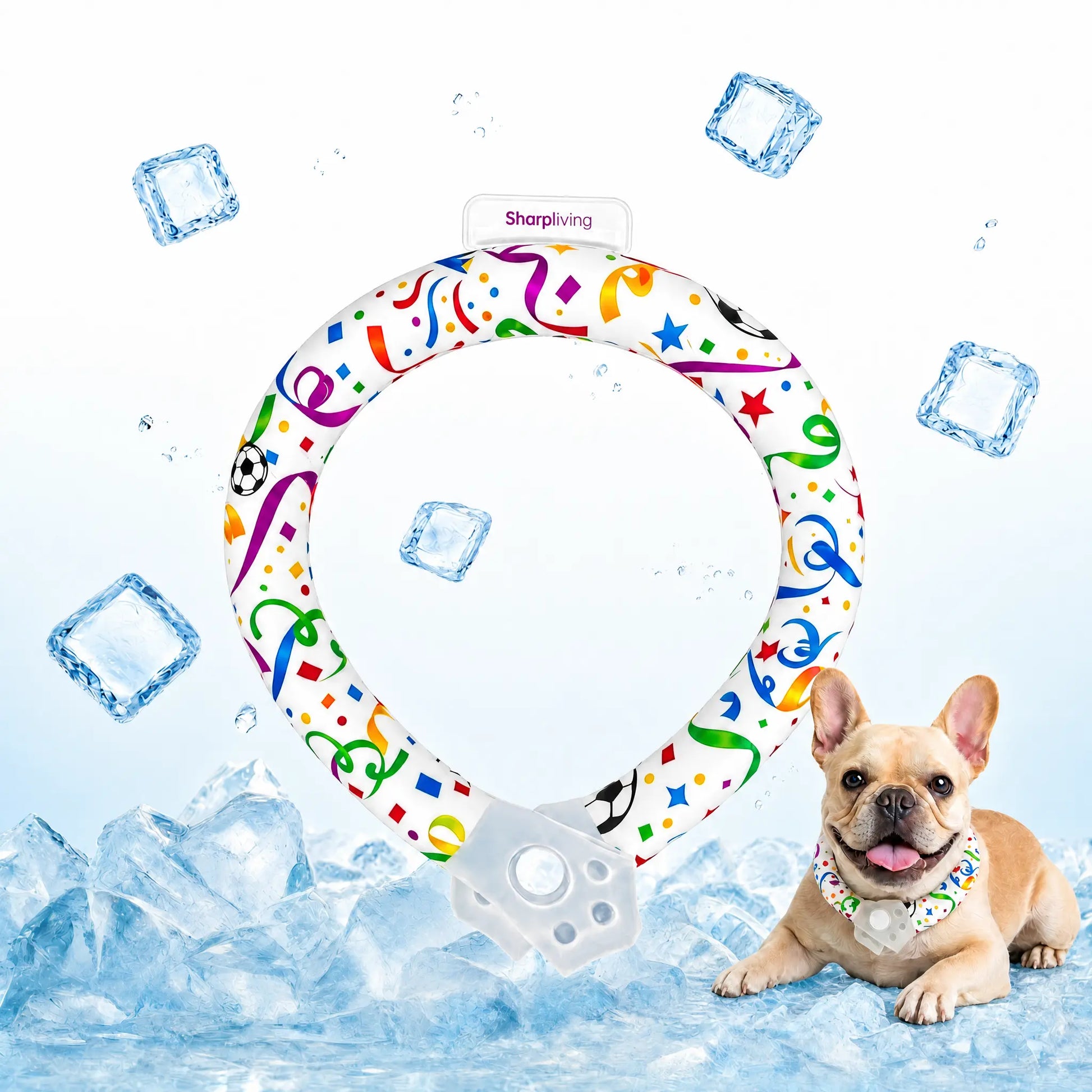 Premium Reusable Pet Cooling Collar with 64°F PCM Ice Ring for Dogs and Cats, Sweat-Free Design for Instant Heat Relief, Ideal for Summer Outdoor Activities, Travel, and Heatstroke Prevention, Safe TPU Construction for All Breeds