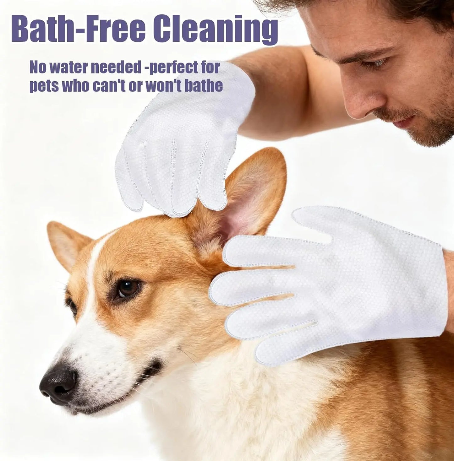 Professional Disposable Grooming Wipes for Dogs and Cats (12 Pack) - Hypoallergenic, No-Rinse Pet Gloves Wipes with Natural Fermented Oils for Hair Removal, Deodorizing, Skin Moisture, and Paw Care, Ideal for Outdoor Use