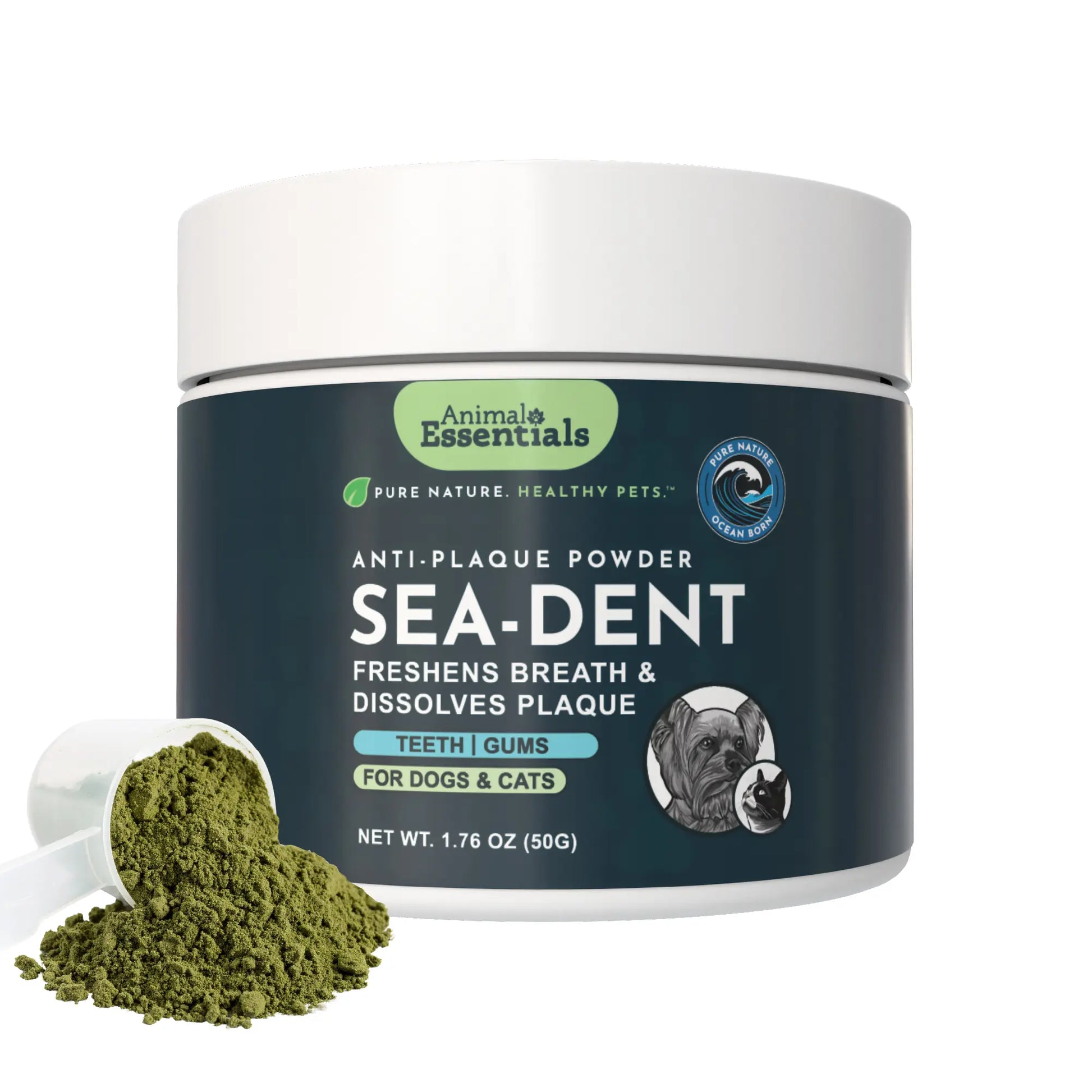 Sea-Dent Anti-Plaque Powder for Dogs and Cats - Dental Support with Organic Kelp and Plant Enzymes