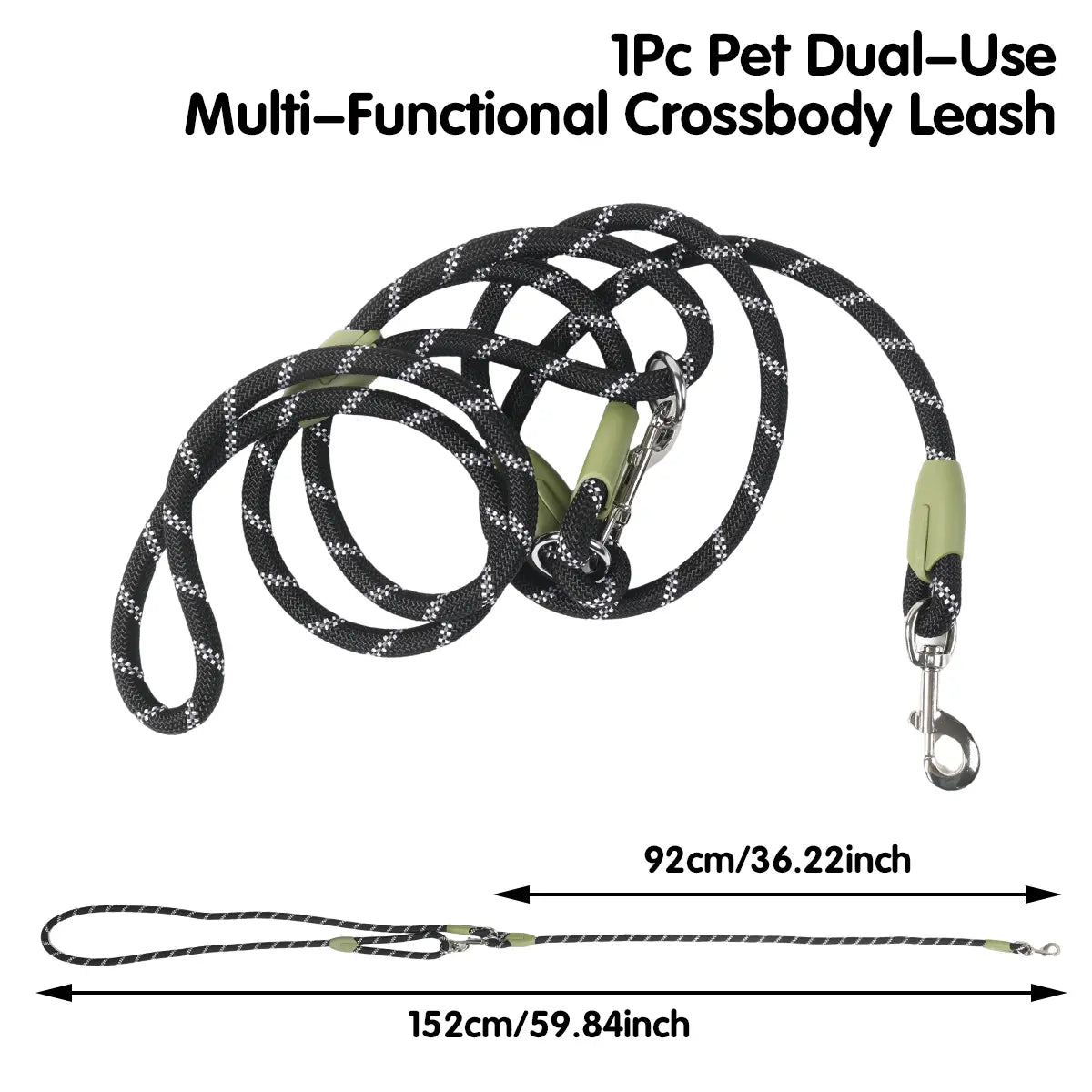 Multifunctional Hands-Free Dog Leash for Hiking and Training - Durable Reflective Crossbody Walking Belt for Dogs of All Sizes