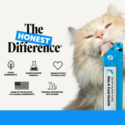 Pet Honesty Squeezables Skin & Coat Health Lickable Supplement for Cats - 20 Pouches