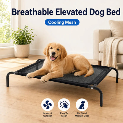 Elevated Cooling Dog Bed for Small to Medium Breeds - 36.2" L x 23.6" W x 5.9" H, Breathable Mesh Raised Cot with Durable Metal Frame for Indoor and Outdoor Use