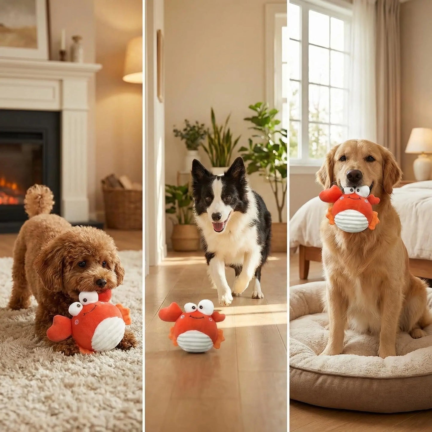 GUKCO Interactive Crab Dog Toy – Rechargeable Self-Play Device with Motion-Activated Ball and Three Modes (Music/Silent/Record) for Small to Medium Dogs, Alleviates Separation Anxiety and Aids in Puppy Teething
