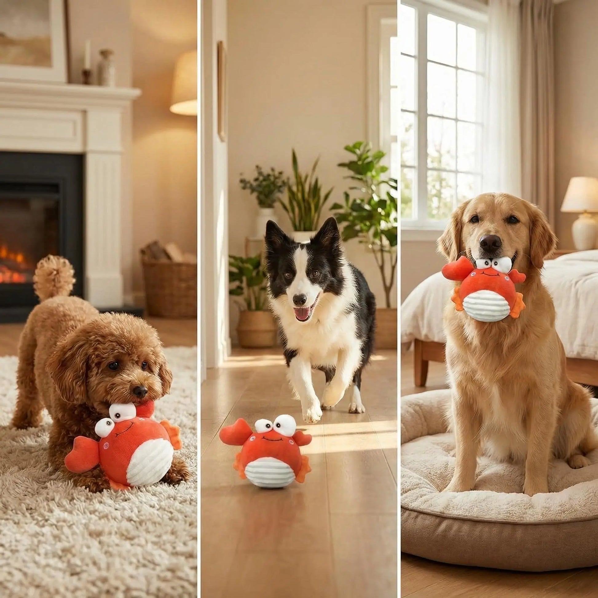 GUKCO Interactive Crab Dog Toy – Rechargeable Self-Play Device with Motion-Activated Ball and Three Modes (Music/Silent/Record) for Small to Medium Dogs, Alleviates Separation Anxiety and Aids in Puppy Teething