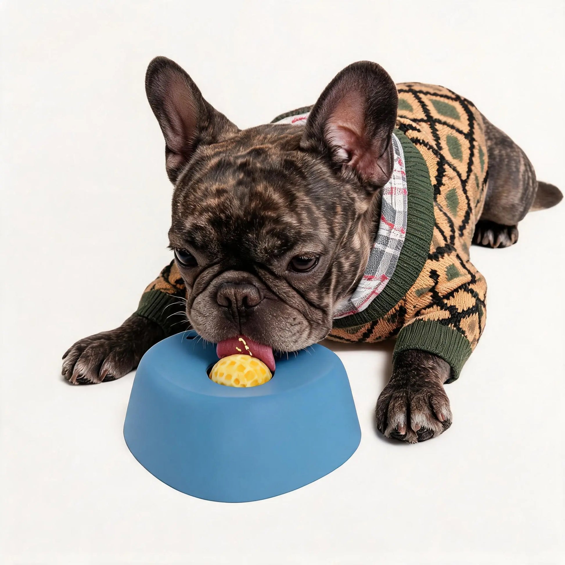 Professional Slow Feeder Licking Bowl for Dogs and Cats with Integrated Rolling Ball for Spill Prevention, Ideal for Bone Broth and Yogurt, Features Optional Anti-Slip Base Pad
