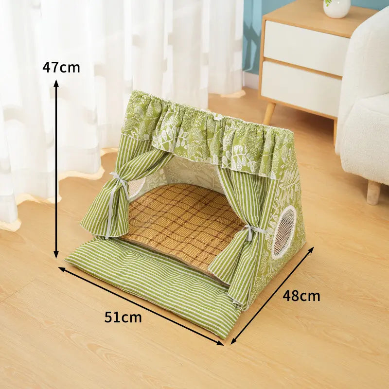 Washable Semi-Enclosed Plush Pet Tent Bed for Small to Medium Cats and Dogs - All-Season Comfort