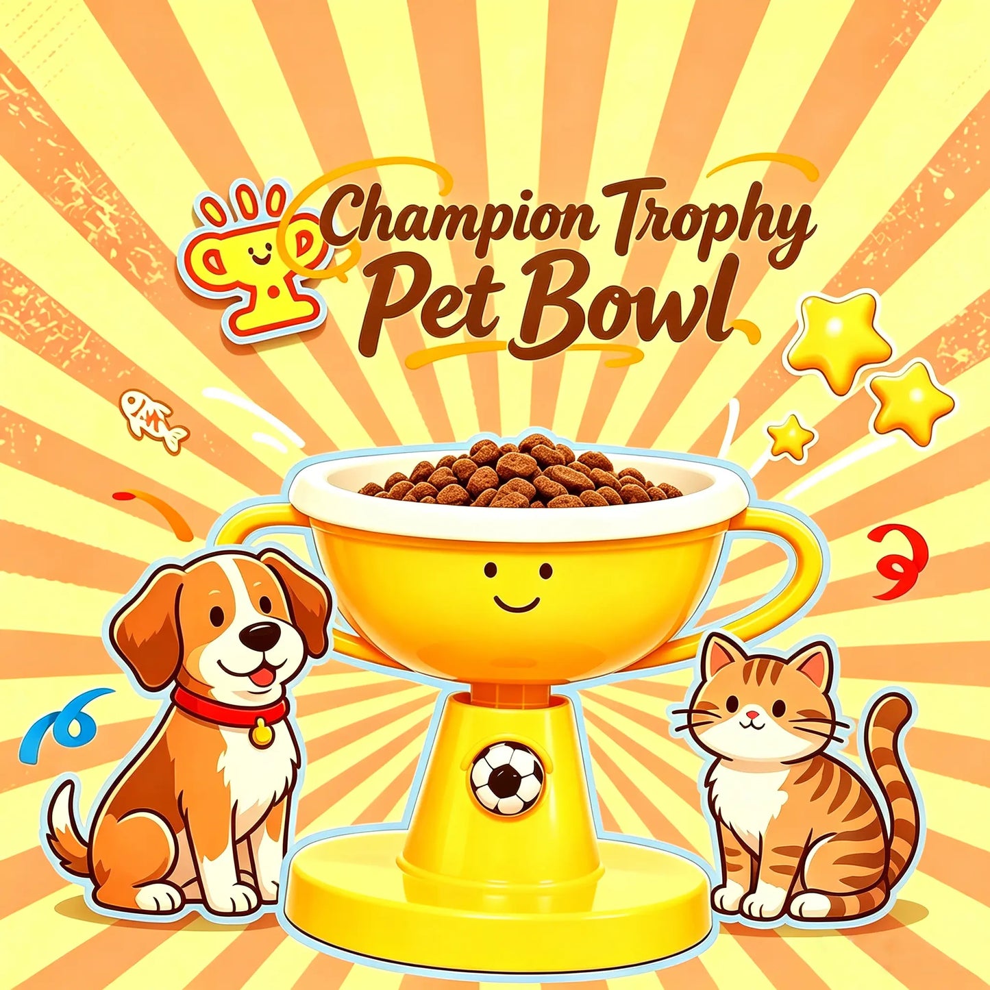UFORU Ergonomic Trophy-Shaped Ceramic Pet Food Bowl - Adjustable Tilted Feeder with Anti-Slip Design for Cats and Small to Medium Dogs