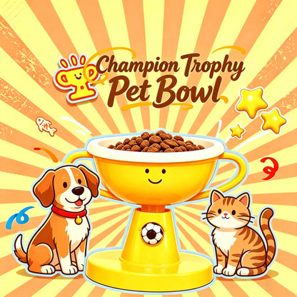 UFORU Ergonomic Trophy-Shaped Ceramic Pet Food Bowl - Adjustable Tilted Feeder with Anti-Slip Design for Cats and Small to Medium Dogs