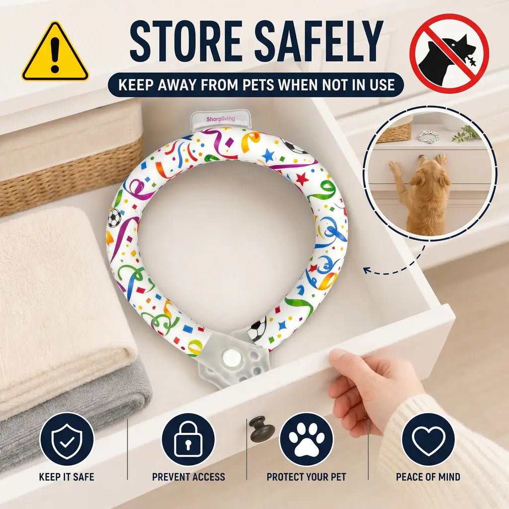 Premium Reusable Pet Cooling Collar with 64°F PCM Ice Ring for Dogs and Cats, Sweat-Free Design for Instant Heat Relief, Ideal for Summer Outdoor Activities, Travel, and Heatstroke Prevention, Safe TPU Construction for All Breeds