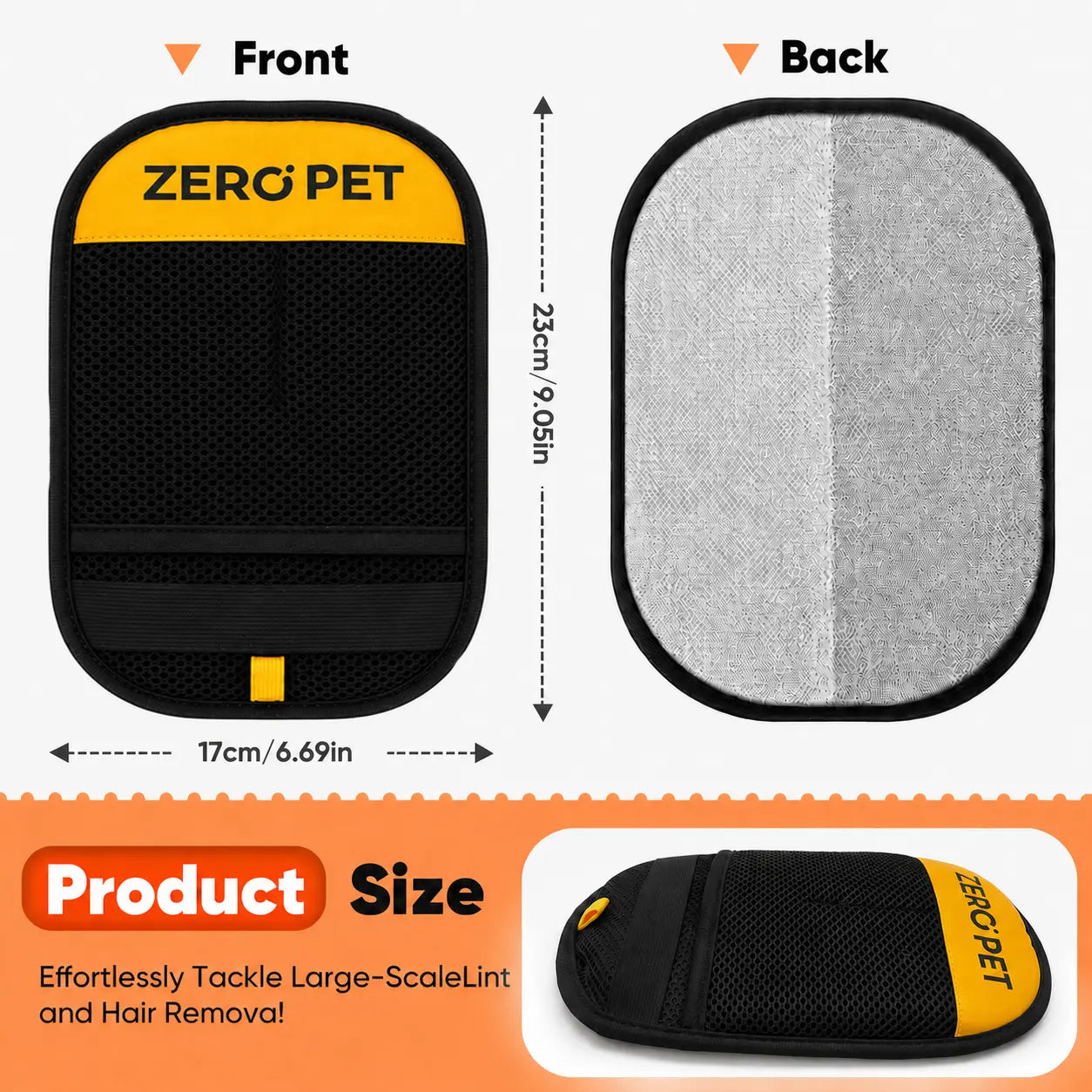 Professional Washable Pet Hair Removal Mitt - Effective Static Fur and Lint Cleaner for Furniture, Bedding, and Vehicle Interiors