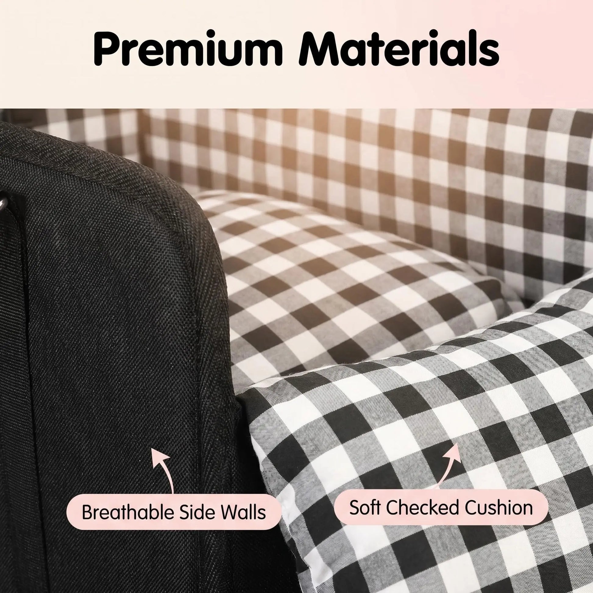 Anti-Anxiety Dog Console Car Seat with Safety Leash - Comfortable Plaid Booster Bed for Small Breeds, Washable Travel Carrier for Chihuahuas and Yorkies